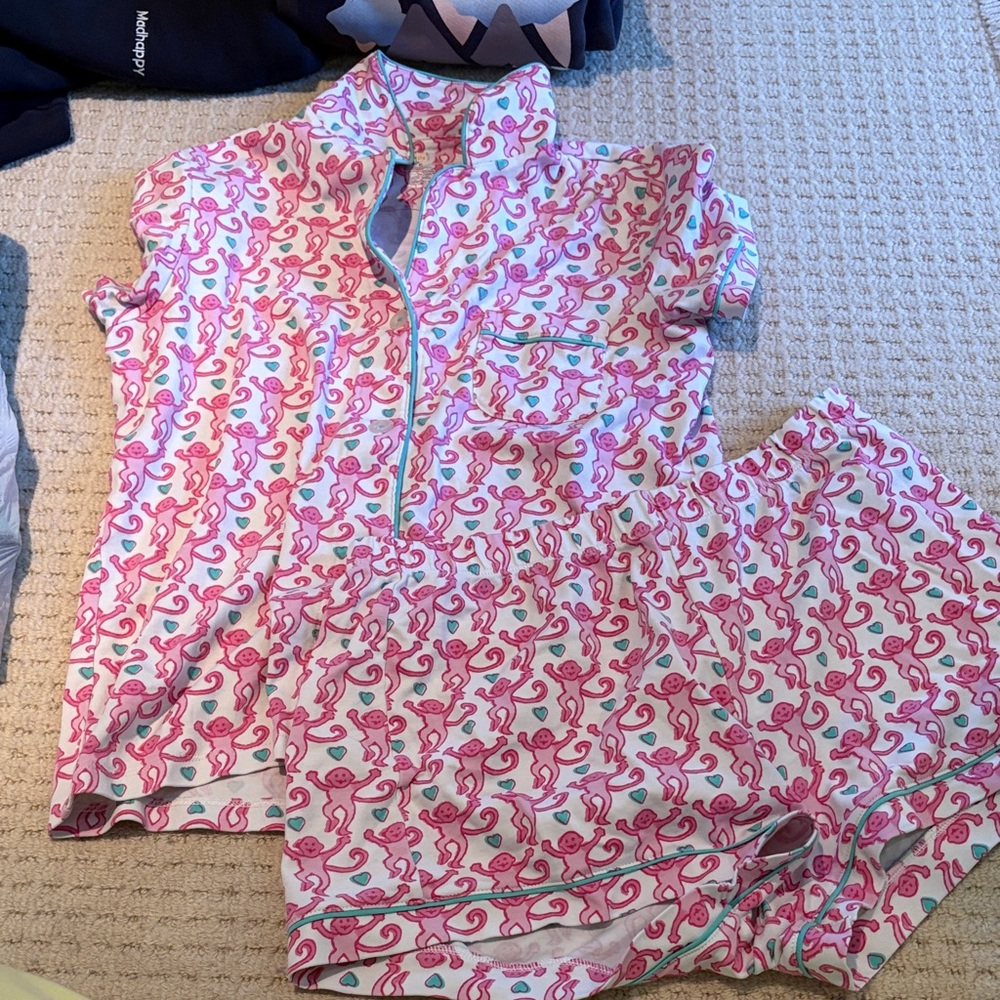 Roller Rabbit Pink Flamingo Print Pajama Set